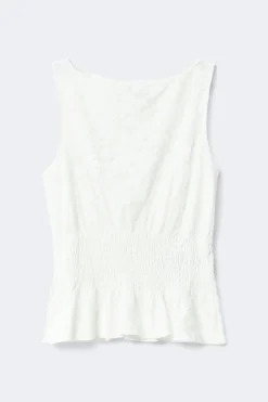 Lace smock top - Weiß - Dame - Gina Tricot