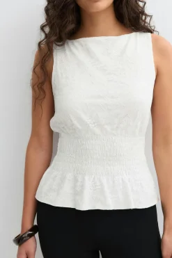 Lace smock top - Weiß - Dame - Gina Tricot
