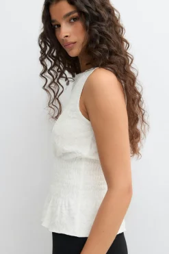 Lace smock top - Weiß - Dame - Gina Tricot
