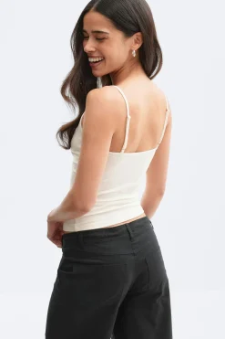 Lace strap singlet - Weiß - Dame - Gina Tricot