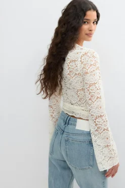 Lace top - Weiß - Dame - Gina Tricot