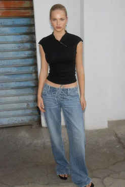Lacing jeans - Blau - Dame - Gina Tricot