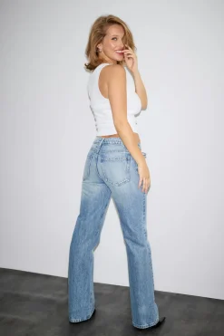 Lacing jeans - Blau - Dame - Gina Tricot