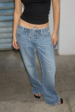 Lacing jeans - Blau - Dame - Gina Tricot