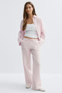 Linen blend trousers - Rosa - Dame - Gina Tricot