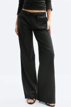 Linen blend trousers - Schwarz - Dame - Gina Tricot