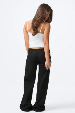 14+ linen blend trousers - Schwarz - Gina Tricot