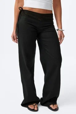 14+ linen blend trousers - Schwarz - Gina Tricot