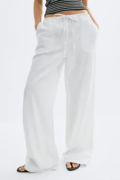linen blend trousers - Weiß - Dame - Gina Tricot