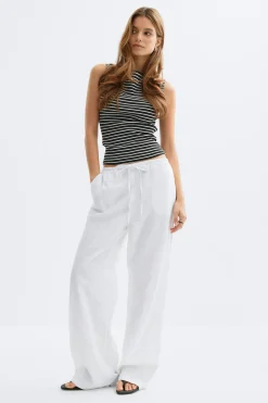 linen blend trousers - Weiß - Dame - Gina Tricot