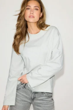 Loose fit long sleeve tee - Grau - Dame - Gina Tricot