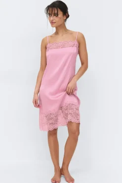 Loungewear satin lace dress - Rosa - Dame - Gina Tricot