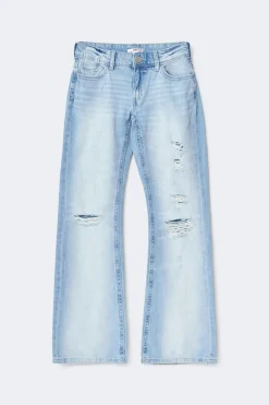 Low waist loose bootcut jeans - Blau - Gina Tricot