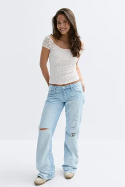 Low waist loose bootcut jeans - Blau - Gina Tricot