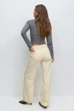Low wide cord jeans - Gelb - Dame - Gina Tricot
