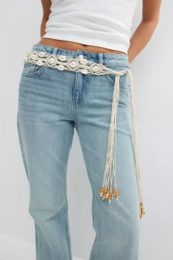 Macrame shell belt - Grau - Dame - Gina Tricot