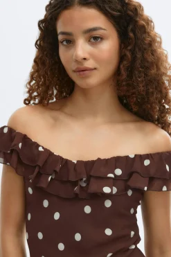 Maxi frill dress - Braun - Dame - Gina Tricot