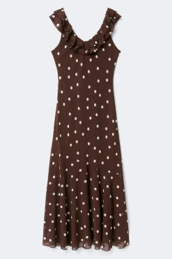 Maxi frill dress - Braun - Dame - Gina Tricot