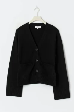 Merino wool knitted cardigan - Schwarz - Dame - Gina Tricot