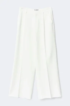 Mid waist pleated trousers - Weiß - Dame - Gina Tricot
