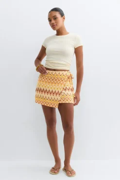 Multi colour mini wrap skirt - - Dame - Gina Tricot