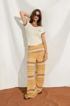 Multi colour trousers - Gelb - Dame - Gina Tricot