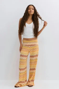 Multi colour trousers - Gelb - Dame - Gina Tricot