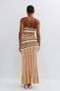 Multistripe knitted dress - Weiß - Dame - Gina Tricot