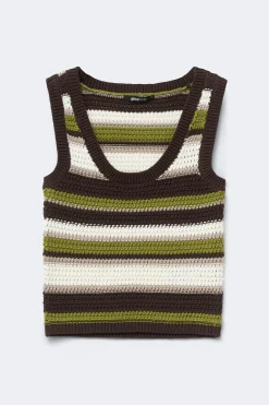Multi stripe knitted top - Grün - Dame - Gina Tricot