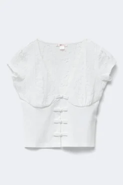 14+ napoleon lace top - Weiß - Gina Tricot