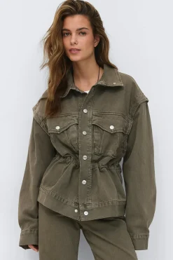 Office cargo denim jacket - Grün - Dame - Gina Tricot