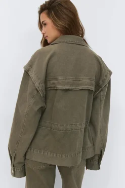 Office cargo denim jacket - Grün - Dame - Gina Tricot