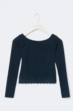 14+ off shoulder top - Blau - Gina Tricot