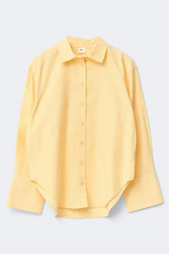 Oversized linen blend shirt - Gelb - Dame - Gina Tricot