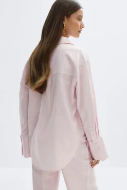 Oversized linen blend shirt - Rosa - Dame - Gina Tricot
