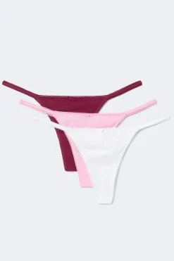 3-pack cotton picot thong - Weiß - Dame - Gina Tricot