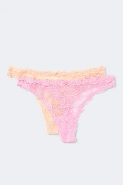 2-pack flirty lace thong - Rosa - Dame - Gina Tricot
