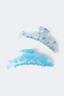 2-pack hair clips - Blau - Dame - Gina Tricot