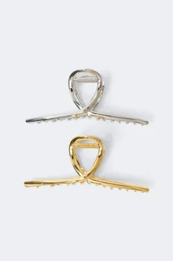 2-pack knot metal hair clip - Silber - Dame - Gina Tricot