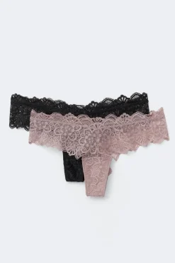2-pack lace brazilian - Lila - Dame - Gina Tricot