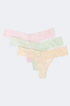 3-pack lace thong - Grün - Dame - Gina Tricot