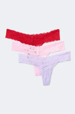 3-pack lace thong - Lila - Dame - Gina Tricot