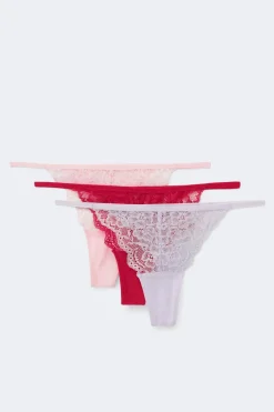 3-pack lace thong - Rosa - Dame - Gina Tricot