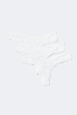 3-pack lace thong - Weiß - Dame - Gina Tricot