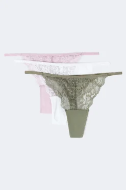3-pack lace thong - Weiß - Dame - Gina Tricot