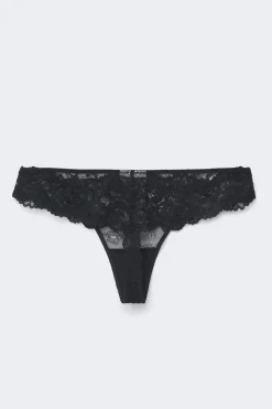 3-pack scallop lace thong - Schwarz - Dame - Gina Tricot