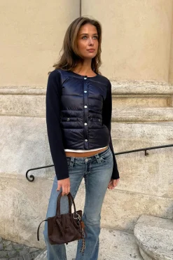 14+ padded rib jacket - Blau - Gina Tricot