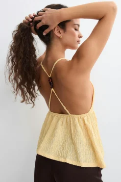 Pearl strap singlet - Gelb - Dame - Gina Tricot
