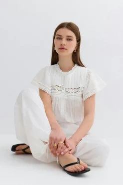 Peplum blouse - Weiß - Dame - Gina Tricot