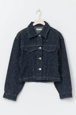 Peplum boucle denim jacket - Blau - Dame - Gina Tricot